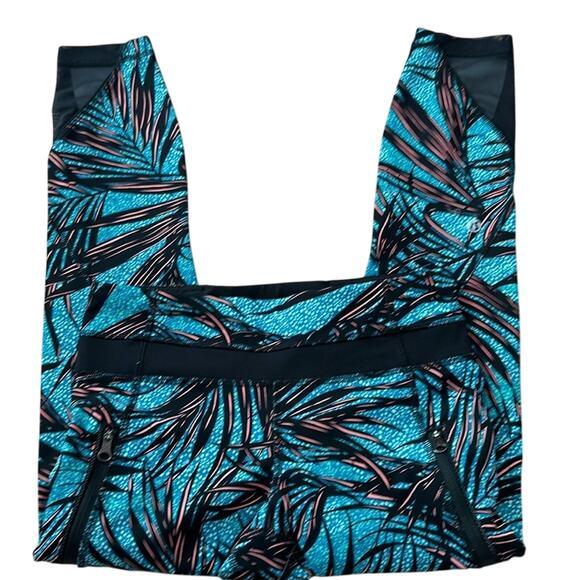 Lululemon Inspire Tight II Palm Lace Tofino Teal Black 25" Size 4 - Picture 2 of 7
